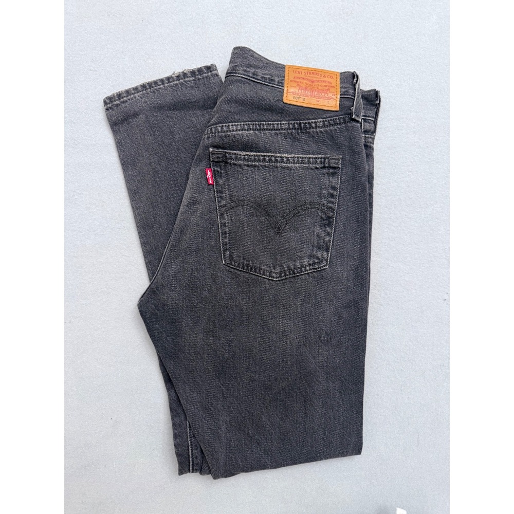 Levi's Premium 501 S Skinny Jeans Distressed Black Gray Big E Cotton 29x28